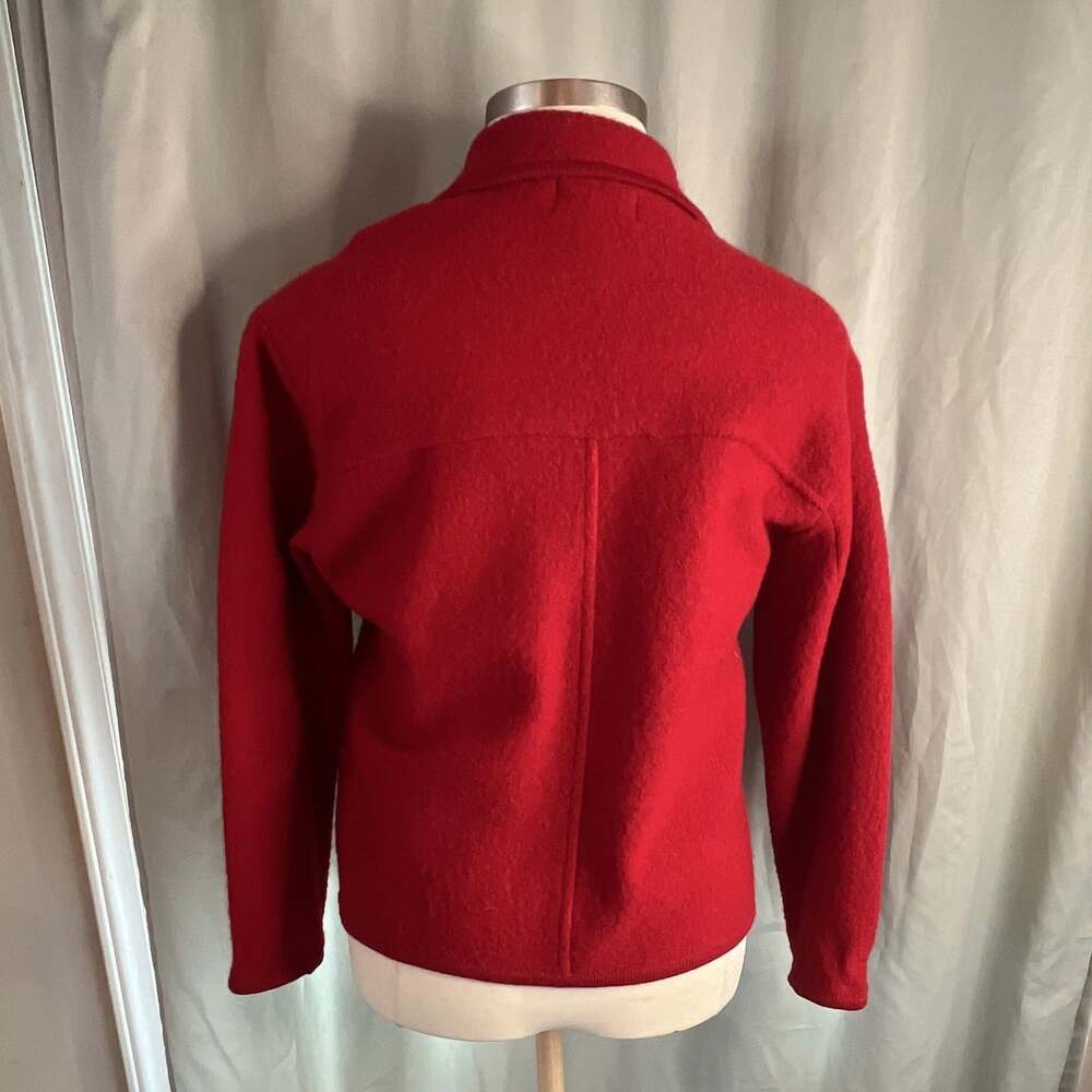 Tally-Ho Women's Wool Petite PM Red Wool Button-Front Collared Jacket Pockets - Picture 2 of 6